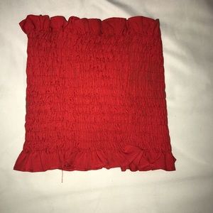 Red smocked tube top